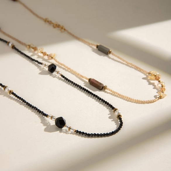 1 Piece Classic Series Elegant Beads Stainless Steel 18K Gold Plated Natural Stone Women Beaded Necklaces 2