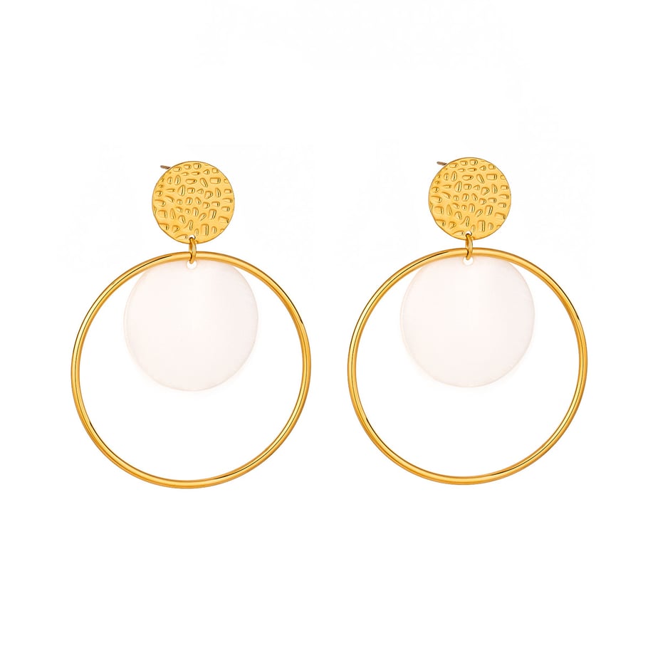 1 Pair Simple Series Simple Geometric Stainless Steel 18K Gold Plated Shell Women Drop Earrings Picture6