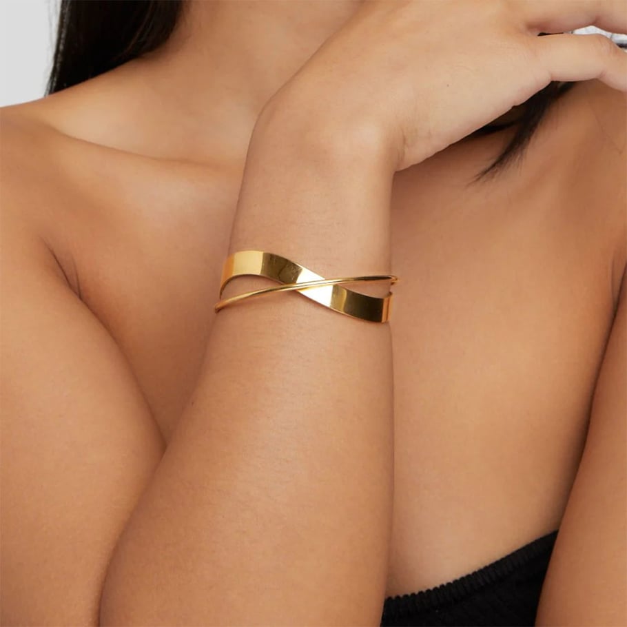 1 pezzo semplice serie alta linea in acciaio inossidabile colore oro braccialetti da donna Immagine8