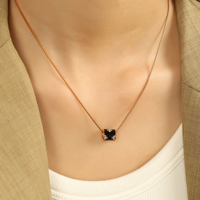 1 Piece Classic Series Retro Flower Stainless Steel 18K Gold Plated Rhinestone Women Pendant Necklaces h5 Picture5