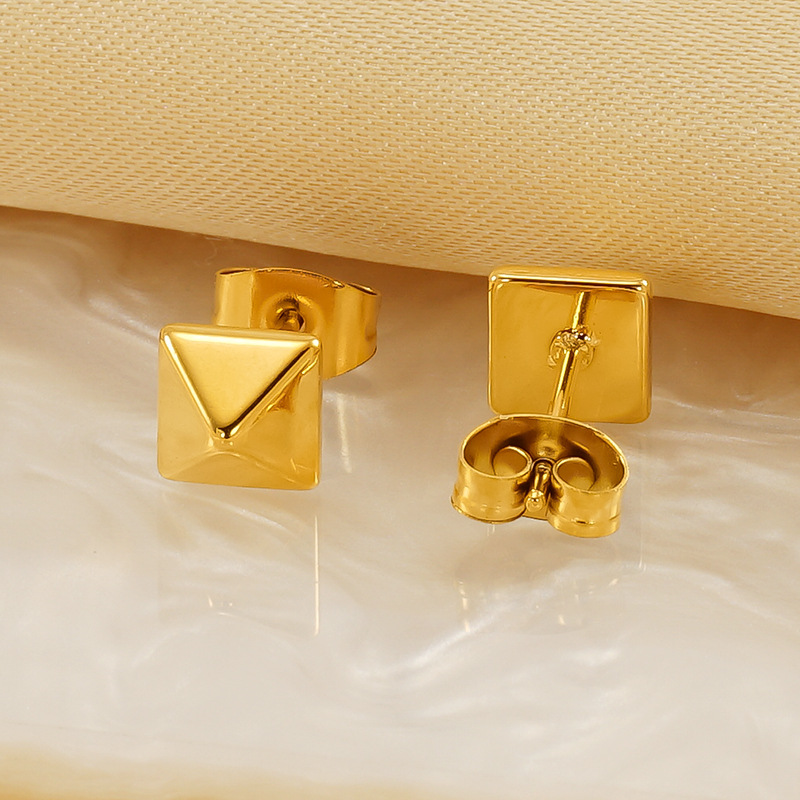 1 Paar Simple Series Simple Titanstahl 18 Karat vergoldete Damen-Ohrstecker Bild4