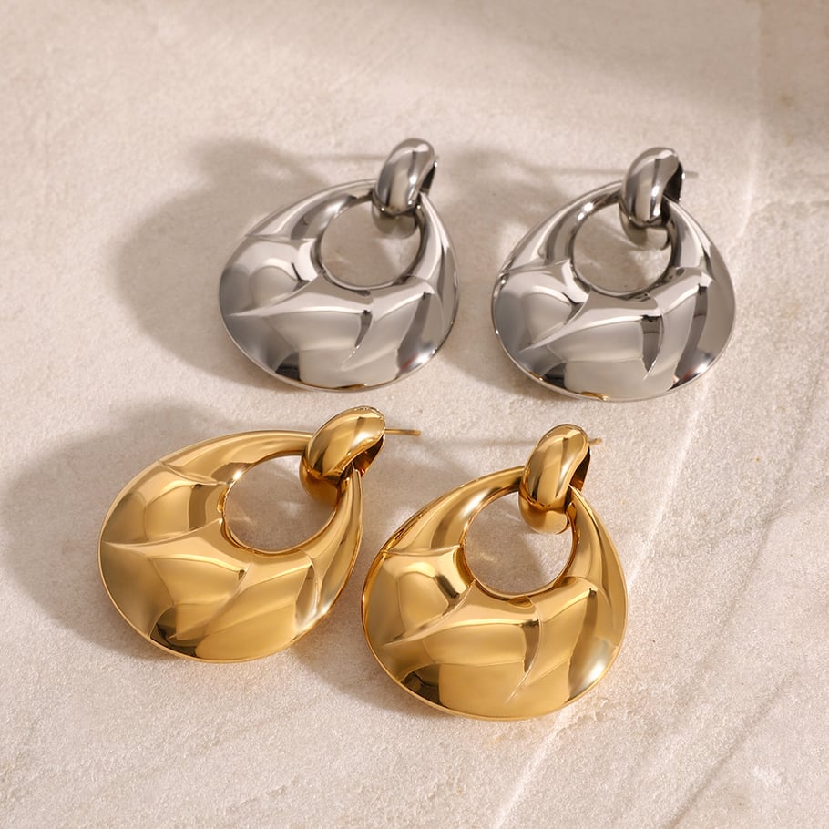 1 Pair Simple Style Geometric Stainless Steel 18K Gold Plated Women's Drop Earrings Picture4