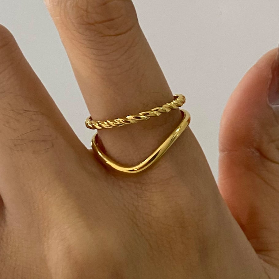 1 Piece Luxurious Series Ins Style Oval Stainless Steel   Gold Color  Women's Ring Sets Picture14