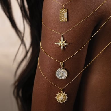 1 Piece Luxurious Series Eight-pointed Star Stainless Steel Gold Color Women's Pendant Necklaces h5 Picture8