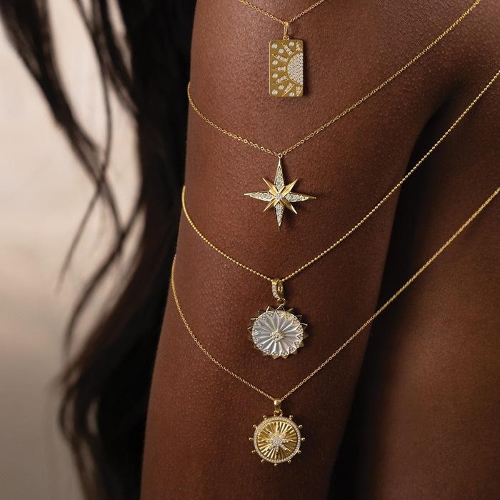1 Piece Luxurious Series Eight-pointed Star Stainless Steel Gold Color Women's Pendant Necklaces Picture8