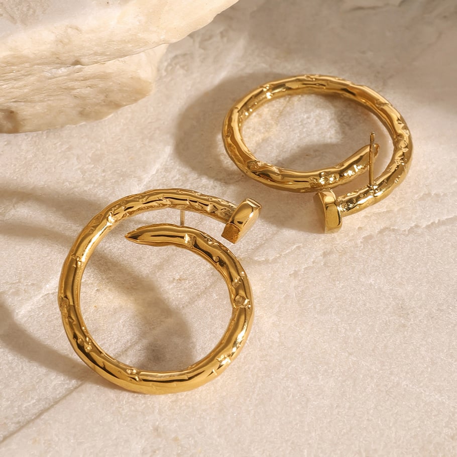 1 Pair Simple Series Simple Geometric Stainless Steel 18K Gold Plated Women Hoop Earrings Picture3