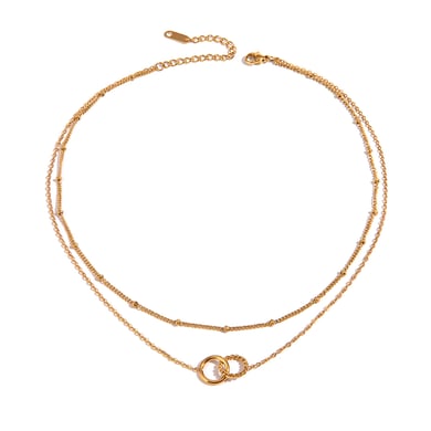1 Stück Simple Series Einfache ringförmige Edelstahl 18 Karat vergoldete Damen-Mehrfachketten h5 Bild6