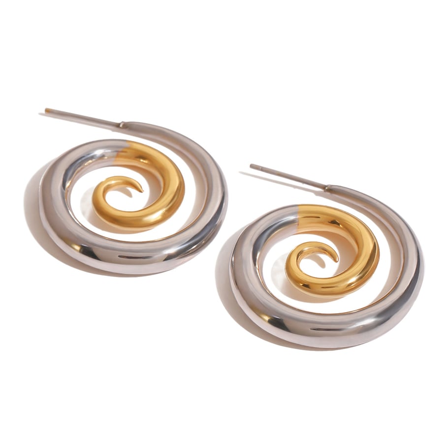 1 Pair Simple Series Europe and America Thread Stainless Steel 18K Gold Plated Women Stud Earrings Picture5