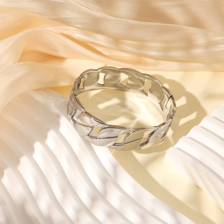 1 Piece Gleaming Series Classic Twist Stainless Steel Gold Color Women's Bangles Picture6