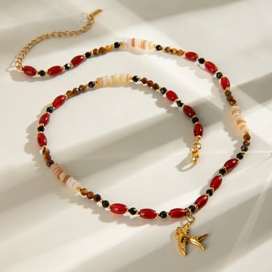 1 Piece Ethnic Series Elegant Animal Stainless Steel 18K Gold Plated Artificial Pearl Women Pendant Necklaces h5 Picture3