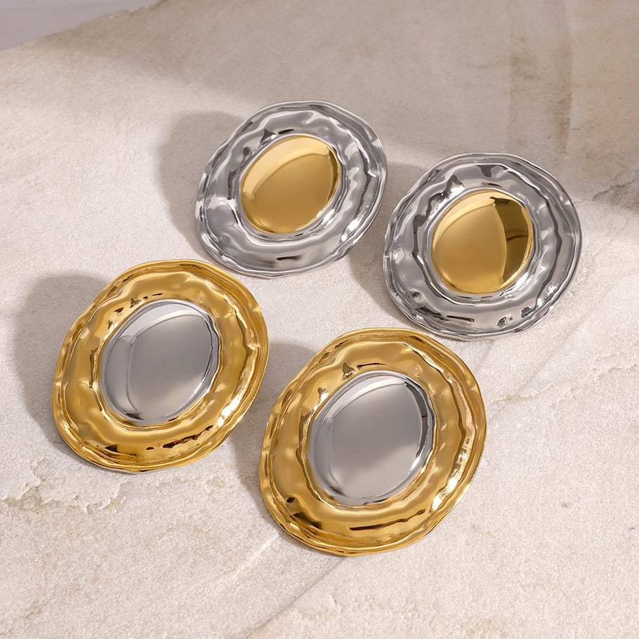 1 Paar Simple Series Retro Geometrische Edelstahl 18K vergoldet Damen Ohrstecker Bild3