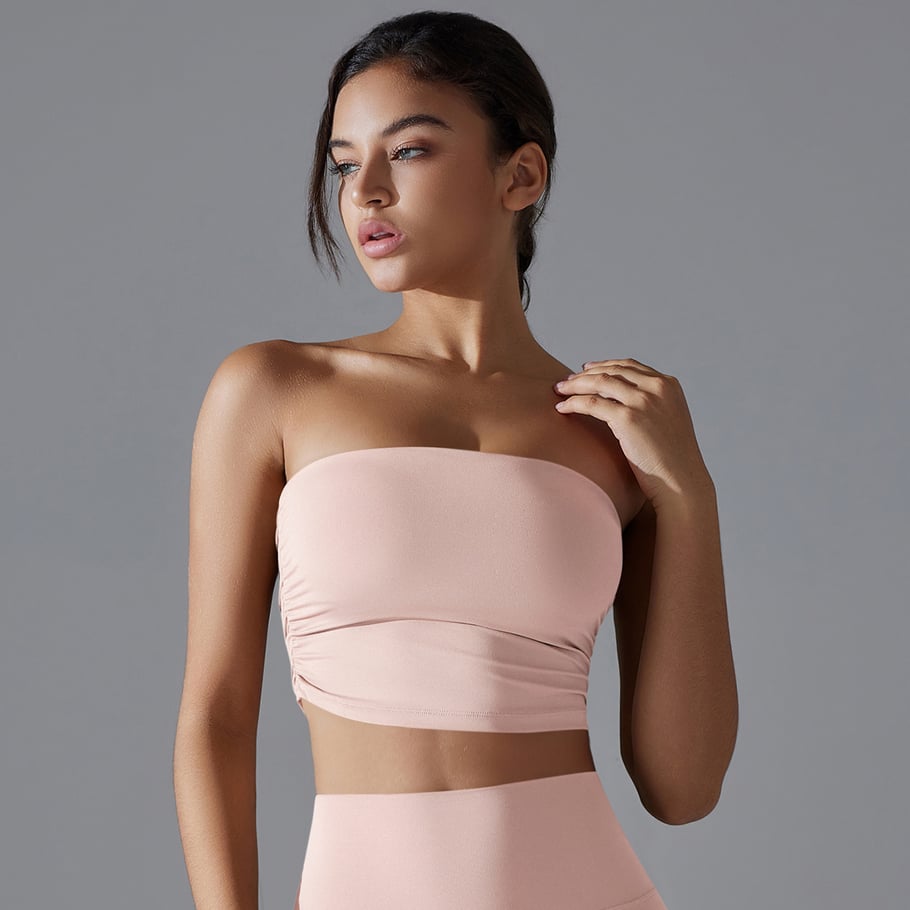 1 Piece Design Solid Color Yoga Wear Top Ruched Sheath Women's Sport Clothing Picture7