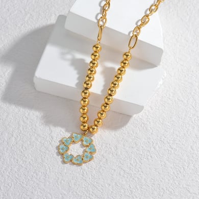 Collier avec pendentif en acier inoxydable plaqué or 18 carats pour femme, série simple, motif animal mignon h5 Image3