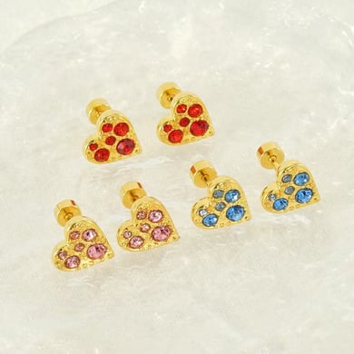 1 Paar Simple Series Daily Heart Edelstahl 18 Karat vergoldete Damen-Ohrstecker h5 Bild4
