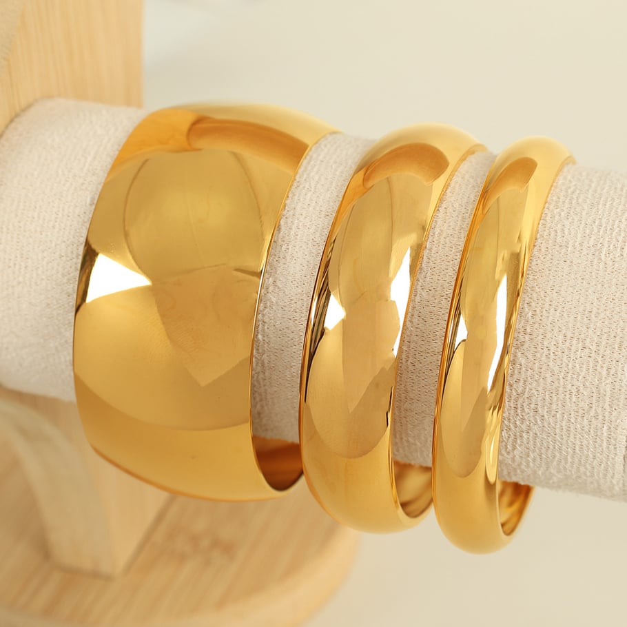 1 Piece Simple Series Simple Solid Color Stainless Steel 18K Gold Plated Women Bangles Picture3