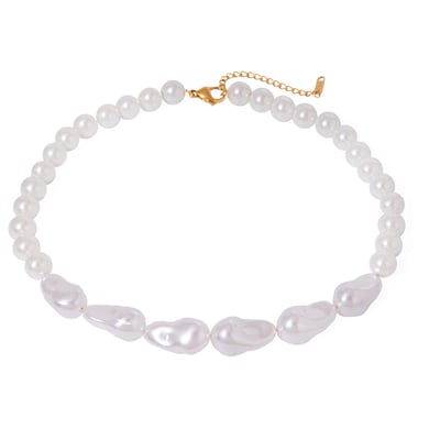 1 Stück Klassische Serie Elegante Perlen Edelstahl 18 Karat vergoldet Kunstperlen Damen Perlenketten h5 Bild6