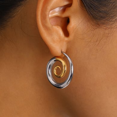 1 Pair Simple Series Europe and America Thread Stainless Steel 18K Gold Plated Women Stud Earrings h5 Picture6