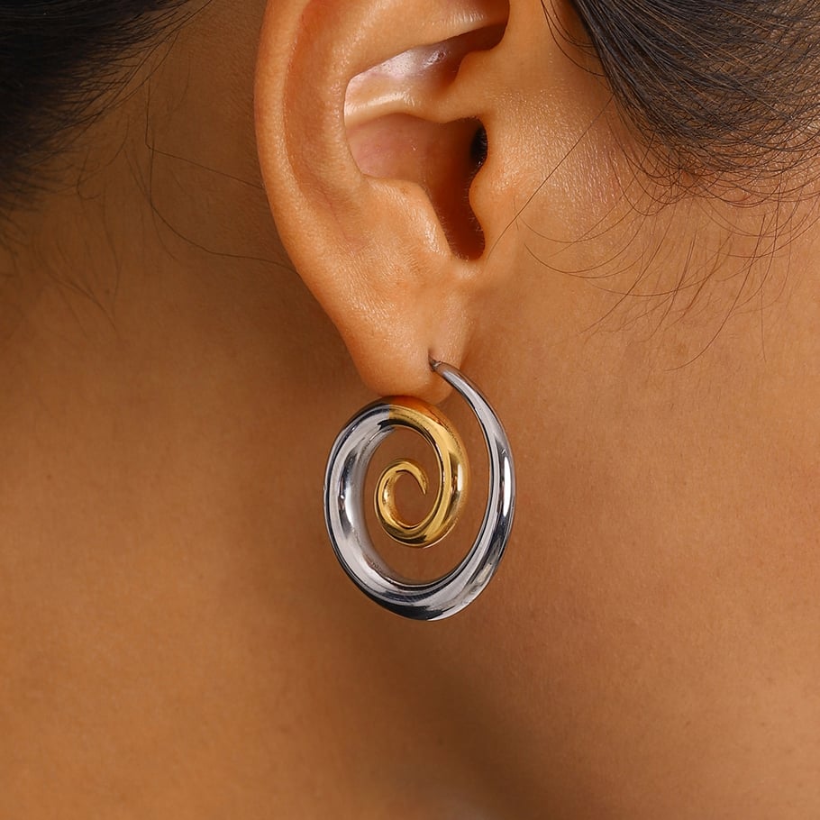 1 Pair Simple Series Europe and America Thread Stainless Steel 18K Gold Plated Women Stud Earrings Picture6