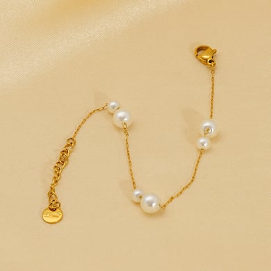 1 Piece Daily Stainless Steel 18K Gold Plated Artificial Pearl Women Chain Bracelets h5 Picture5