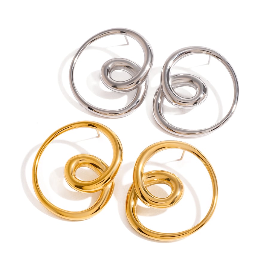 1 Paar Simple Series Casual Heart Edelstahl 18 Karat vergoldete Damen-Ohrstecker Bild5