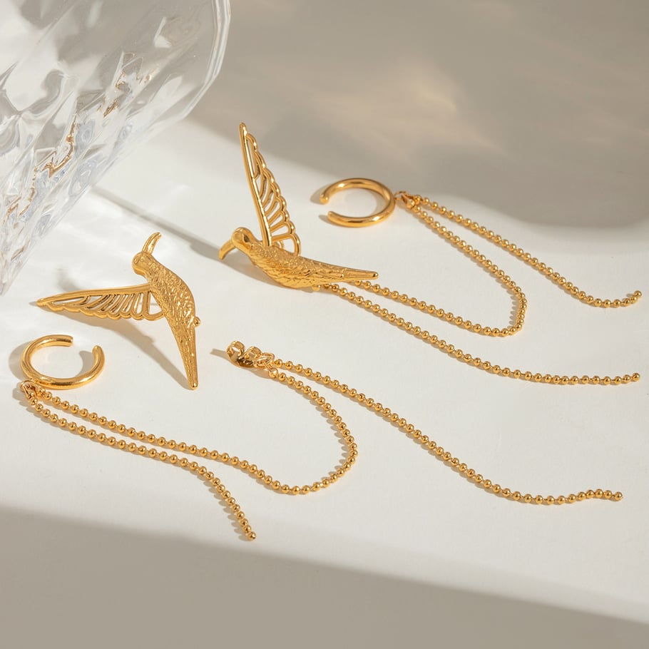 1 Paar Simple Series Retro Animal Edelstahl 18 Karat vergoldet Damen Clip-on Ohrringe Bild4