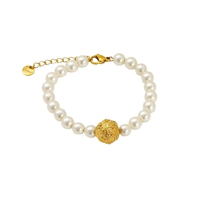 1 Piece Simple Series Stainless Steel   Gold Color Plated Women's Beaded Bracelets h5 Picture6