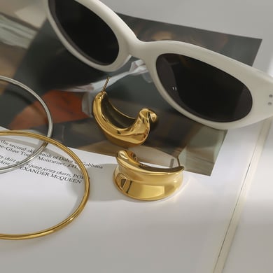 1 Pair Minimalist Series Classic Annular Daily Stainless Steel Gold Color Women's Stud Earrings h5 Picture8