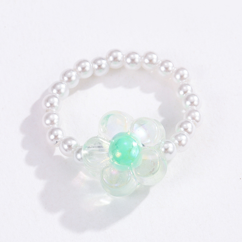 1 Piece Vacation Series Cute Mixed Polychrome Color Beads Lightweight Women's Adjustable Rings Picture4