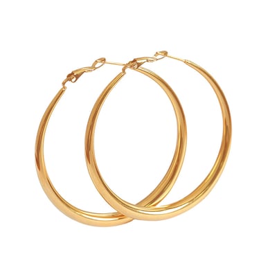 1 Pair Simple Series Classic Solid Color Titanium Steel 18K Gold Plated Women Hoop Earrings h5 Picture6