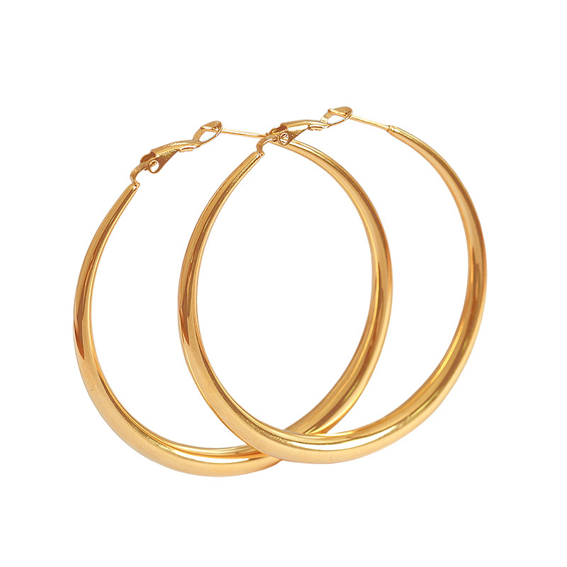 1 Pair Simple Series Classic Solid Color Titanium Steel 18K Gold Plated Women Hoop Earrings Picture6
