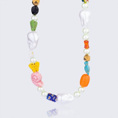 1 Piece Polychrome Series Vacation Turtle Shape Natural Stone Stainless Steel Gold Color Women's random Beaded Necklaces h5 Picture7