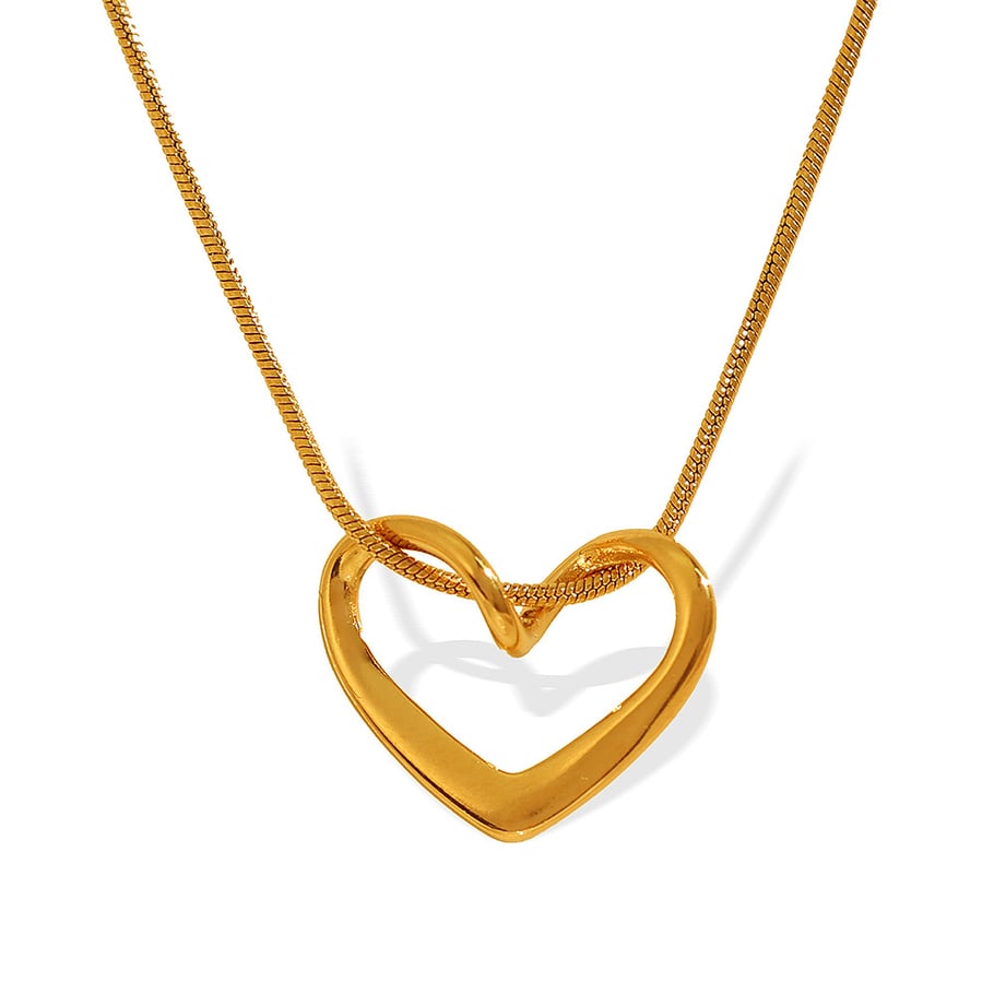 1 Piece Simple Series Simple Heart Stainless Steel 18K Gold Plated Women Pendant Necklaces Picture4