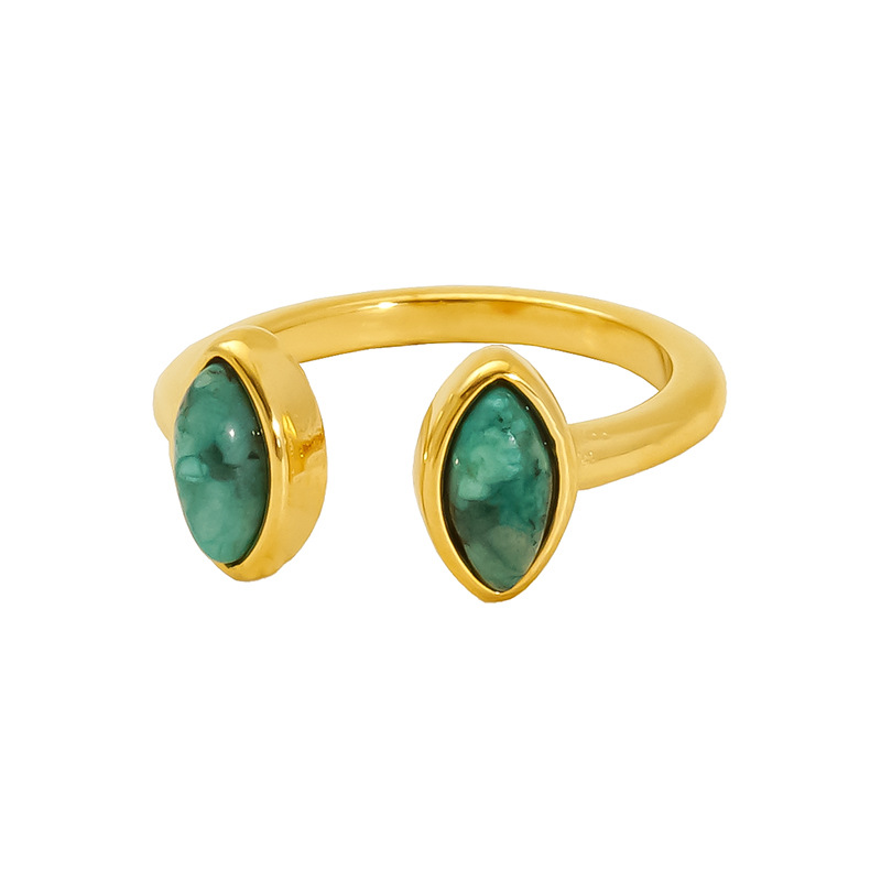 1 Pair Classic Series Retro Droplet Titanium Steel 18K Gold Plated Women Adjustable Rings Picture6