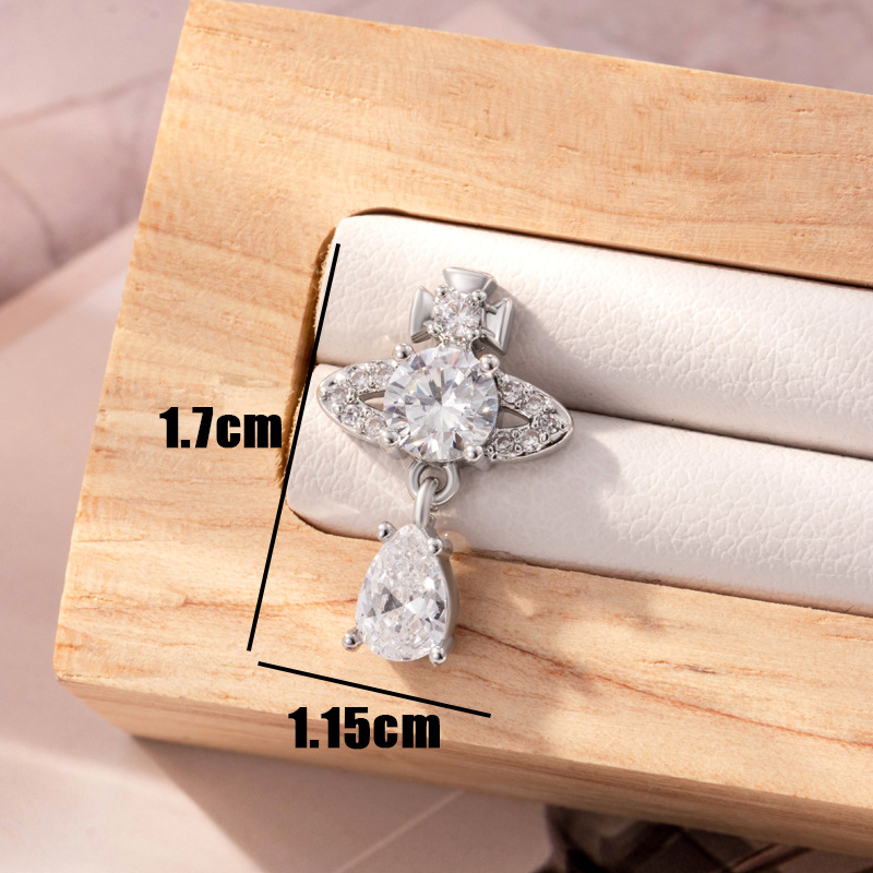 1 Pair Simple Series Simple Droplet Titanium Steel No Plating Material Zircon Women's Stud Earrings 