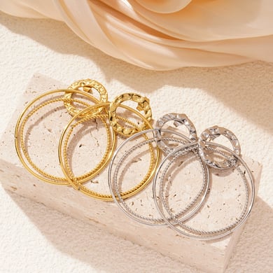 1 Pair Delicate Series Daily Circle Stainless Steel Gold Color Women's Drop Earrings h5 Picture4