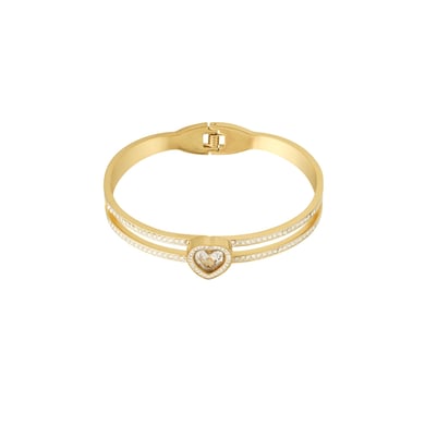 1 Piece Dazzling Series Daily Elegant Heart Stainless Steel Gold Color Women's Bangles h5 Picture4