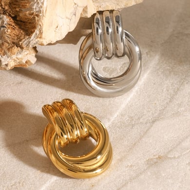 1 Paar Simple Series Casual Twist Edelstahl 18K vergoldet Damen Broschen h5 Bild4