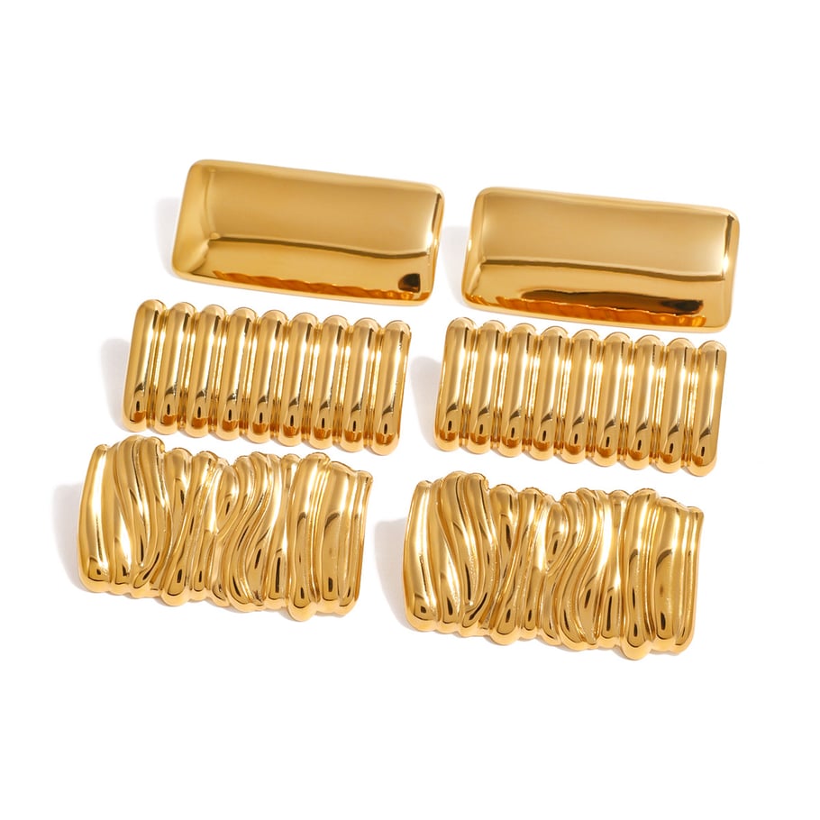 1 Pair Simple Style Wave Shape Titanium Steel 18K Gold Plated Women's Stud Earrings Picture5