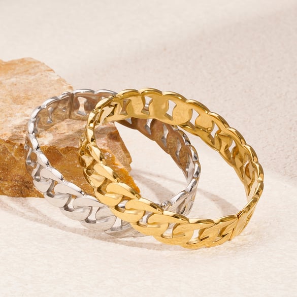 1 stuk Simple Series Daily Twist roestvrij staal goudkleurige damesarmbanden 2