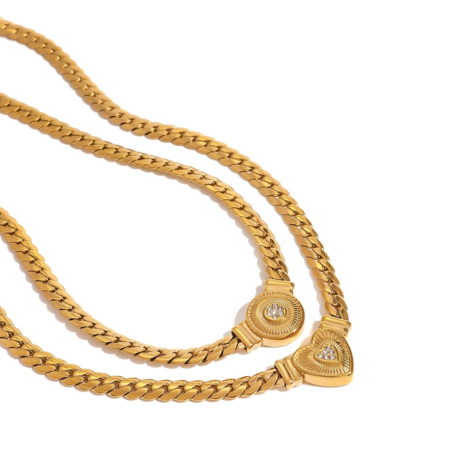 1 Piece Luxurious Series Elegant love/heart shape Stainless Steel 18K Gold Plated Rhinestone Women Pendant Necklaces Picture6