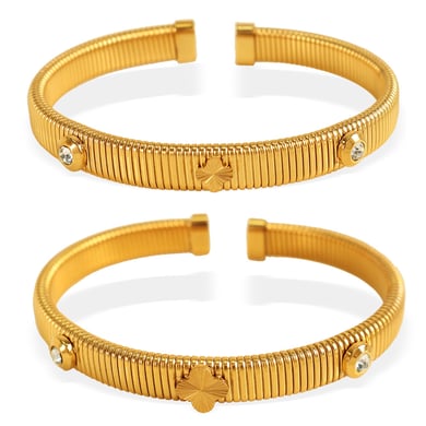 1 Piece Simple Series Simple Geometric Stainless Steel 18K Gold Plated Rhinestone Women Bangles h5 Picture6