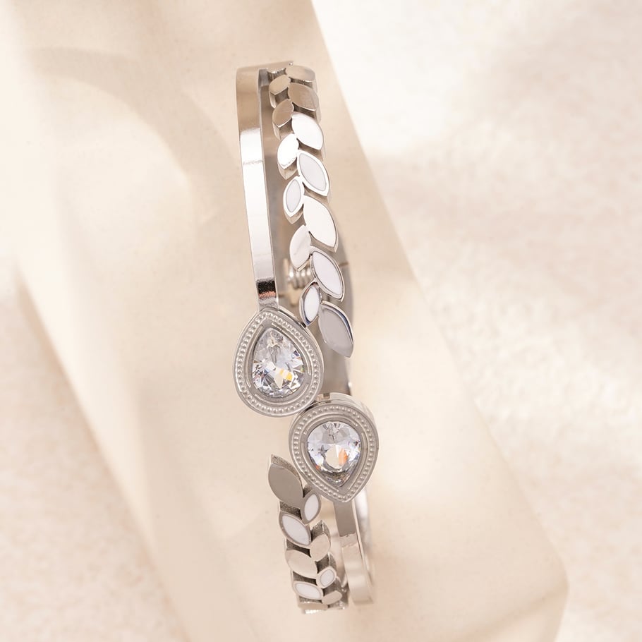 1 Piece Glamorous Series Chic Droplet Stainless Steel Gold Color Women's Bangles Picture6