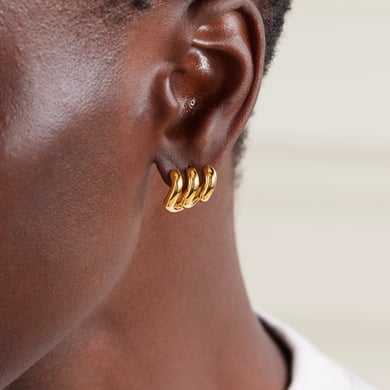 1 Pair Designable Series Minimalist Annular Line Stainless Steel Gold Color Women's Stud Earrings h5 Picture5