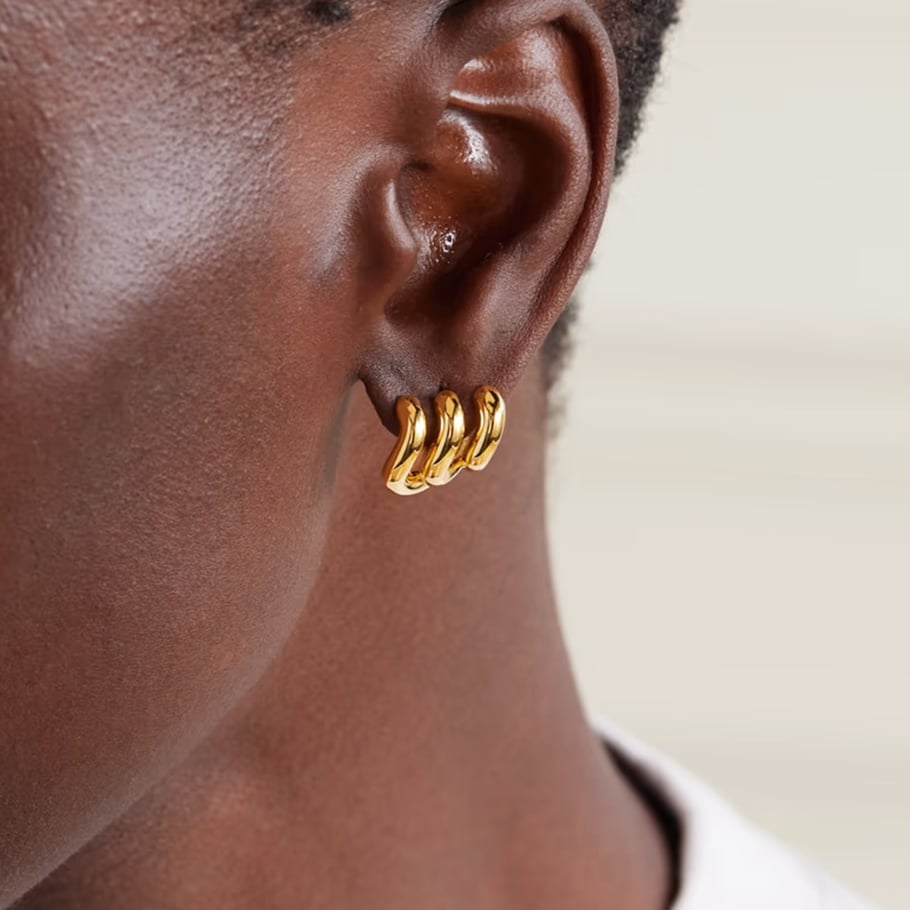 1 Pair Designable Series Minimalist Annular Line Stainless Steel Gold Color Women's Stud Earrings Picture5