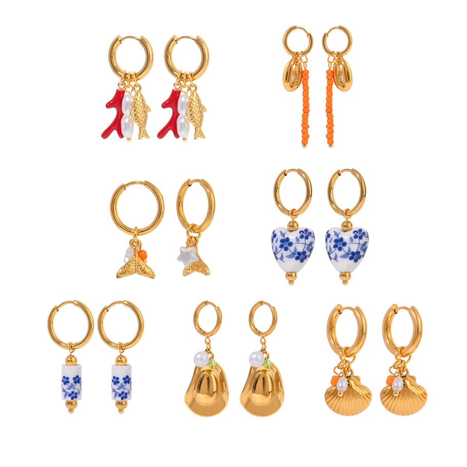 1 Pair Simple Casual Style Fish Shape Stainless Steel 18K Gold Plated Inlay Artificial Pearl Women's Drop Earrings Picture5
