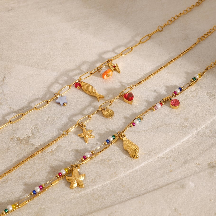 1 Piece Simple Series Vacation Turtle Stainless Steel 18K Gold Plated Natural Stone Women Pendant necklaces Picture4