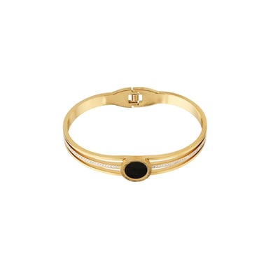 1 Piece Dazzling Series Retro Circle Stainless Steel Gold Color Women's Bangles h5 Picture4