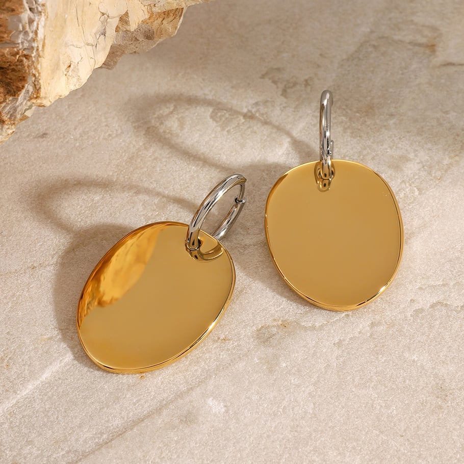1 Pair Simple Series Daily Geometric Stainless Steel 18K Gold Plated Women Drop Earrings Picture3