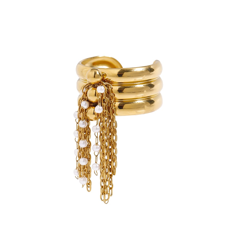 1 Piece Classic Series Designsble Tassel Stainless Steel Gold Color Women's Single Rings Picture9