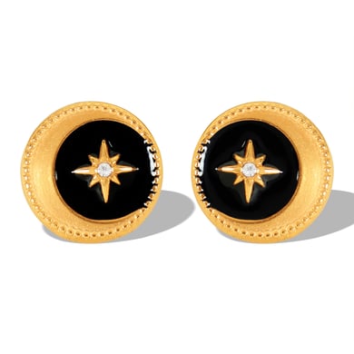1 Pair Classic Series Retro Sun/Moon Stainless Steel 18K Gold Plated Rhinestone Women Stud Earrings h5 Picture5